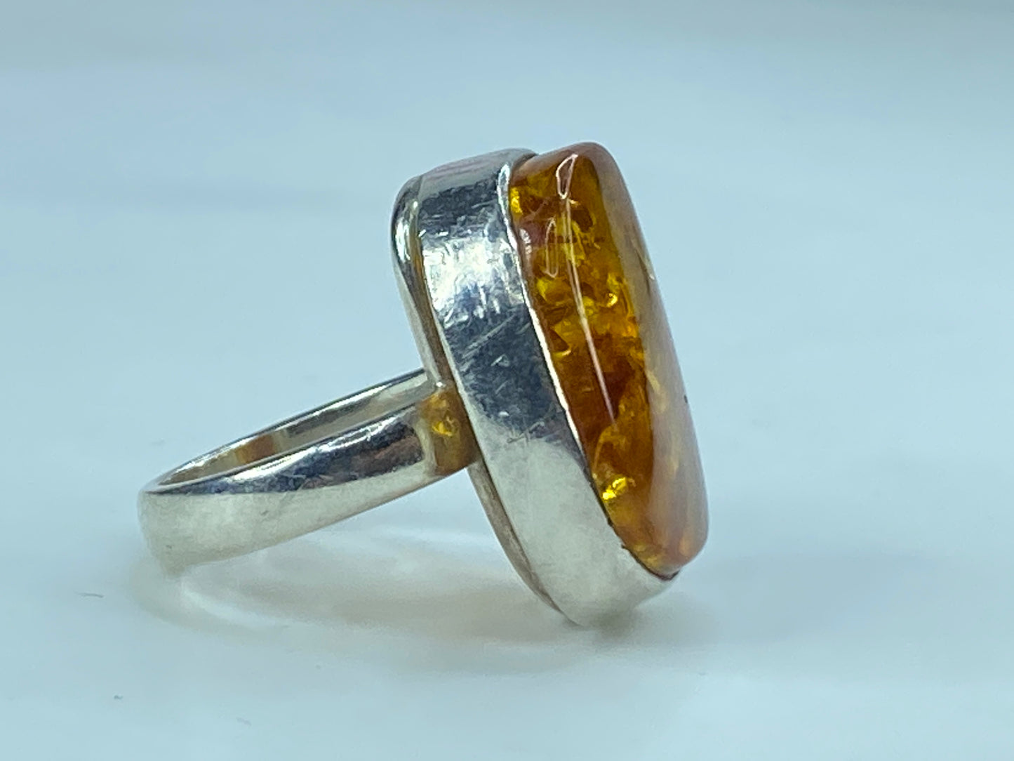 Authentic Baltic Amber .925 Sterling Silver Mid-century s5.5 6.3g JR295