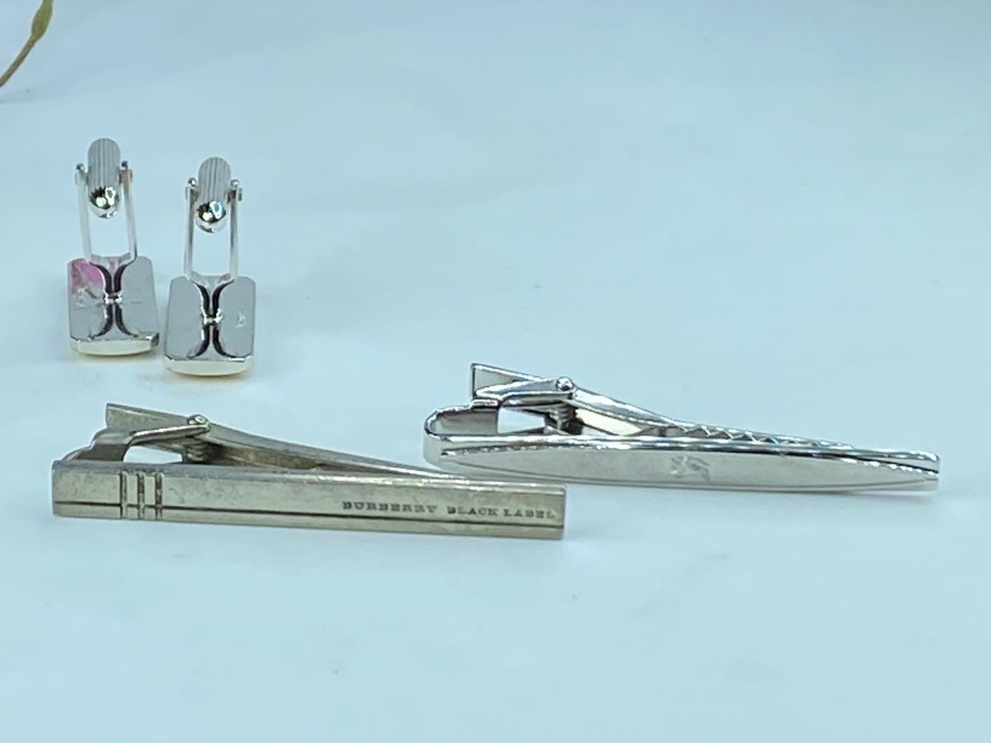 Vintage Burberry cufflinks Tie clips Gold Silver Work Suit GS385