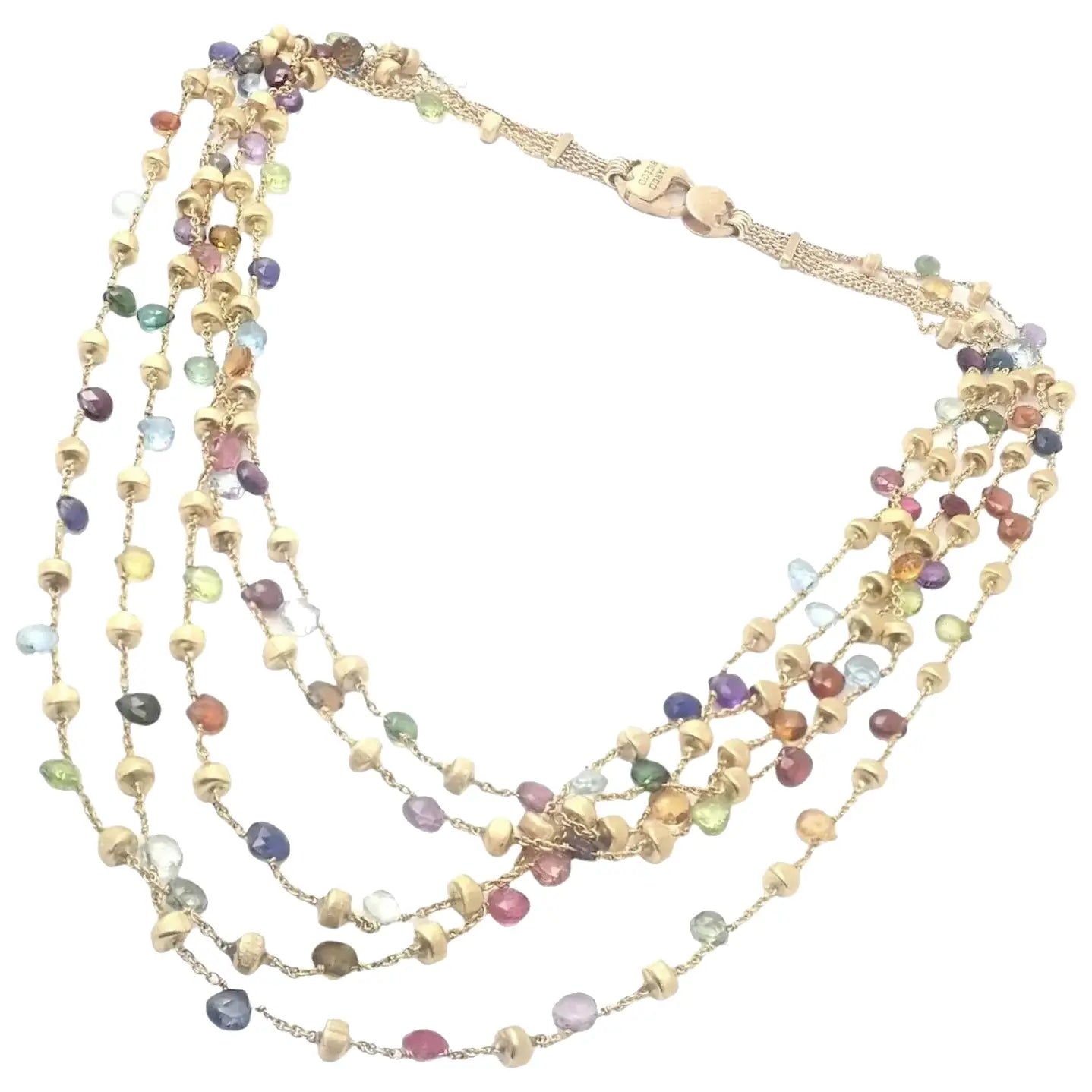 Marco Bicego gold and Five strands gemstone Paradise necklace