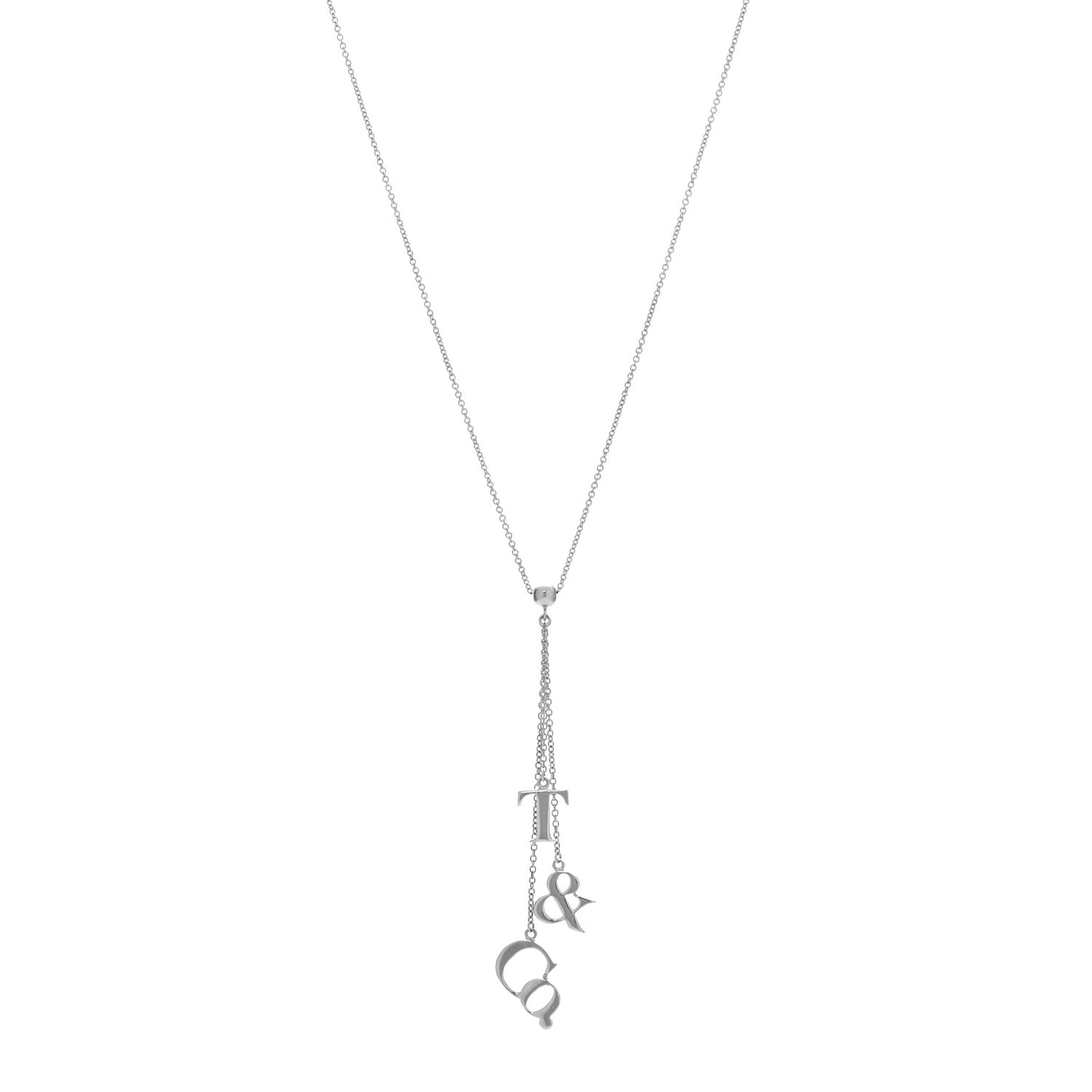 Tiffany & Co. Sterling Silver Logo Drop Pendant Necklace JR342