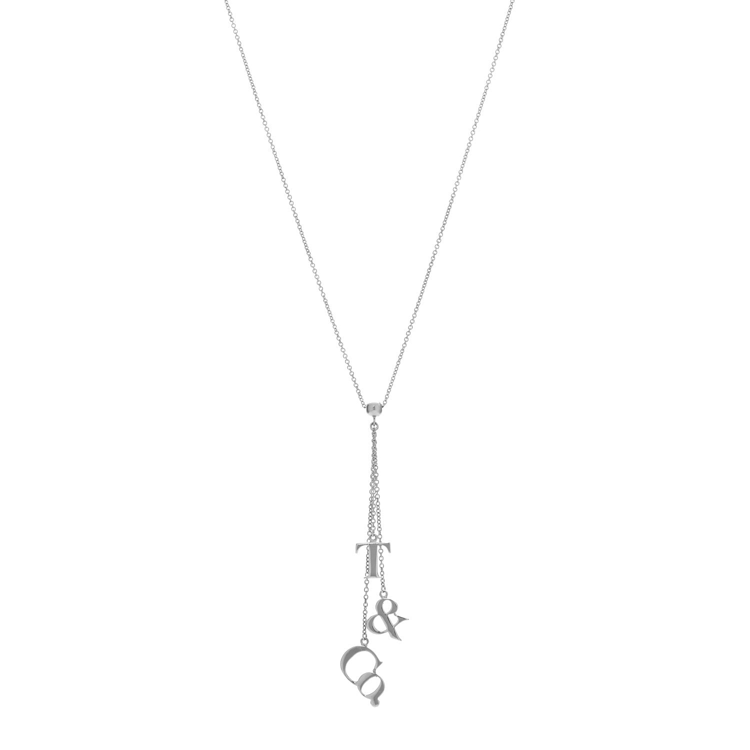 Tiffany & Co. Sterling Silver Logo Drop Pendant Necklace JR342