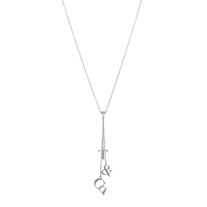 Tiffany & Co. Sterling Silver Logo Drop Pendant Necklace JR342