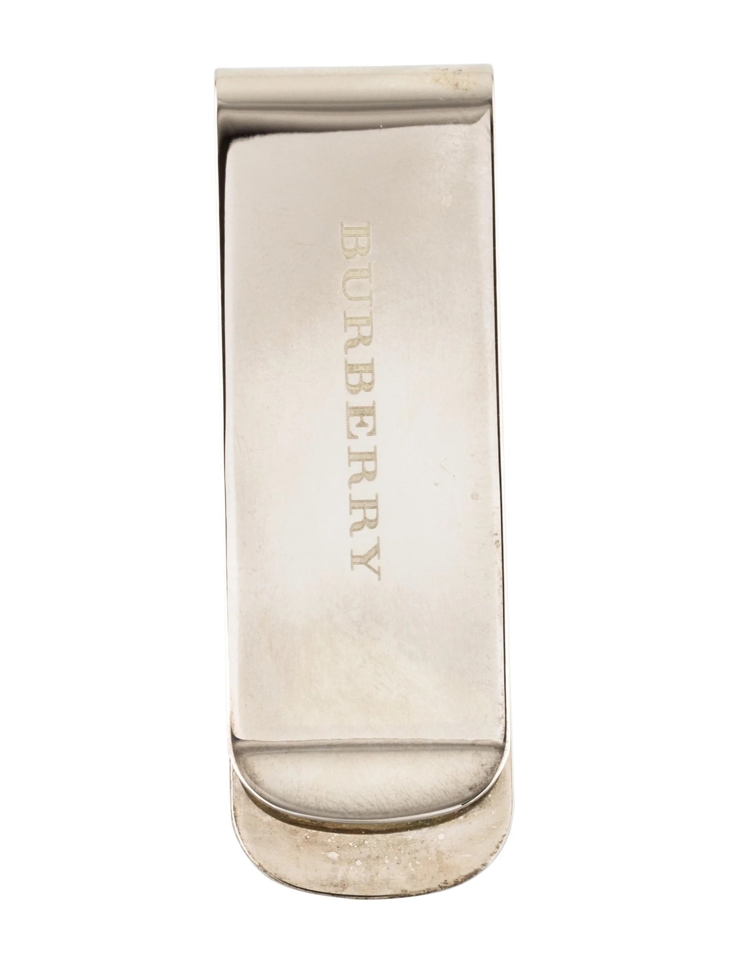 Vintage Burberry Silver Tone Money Clip Minimalist Logo SS340