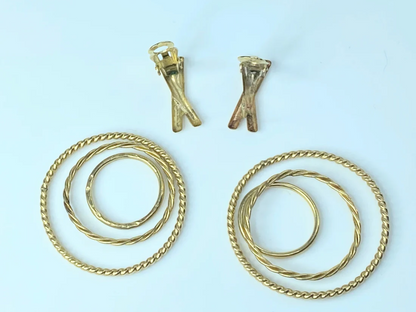 14K gold versatile triple hoops "X" dangle earring JR8996