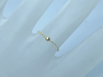 18K yellow gold 2.0mm gold bead cable link ring sz6 JR8426