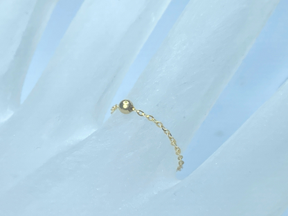 18K yellow gold 2.0mm gold bead cable link ring sz6 JR8426