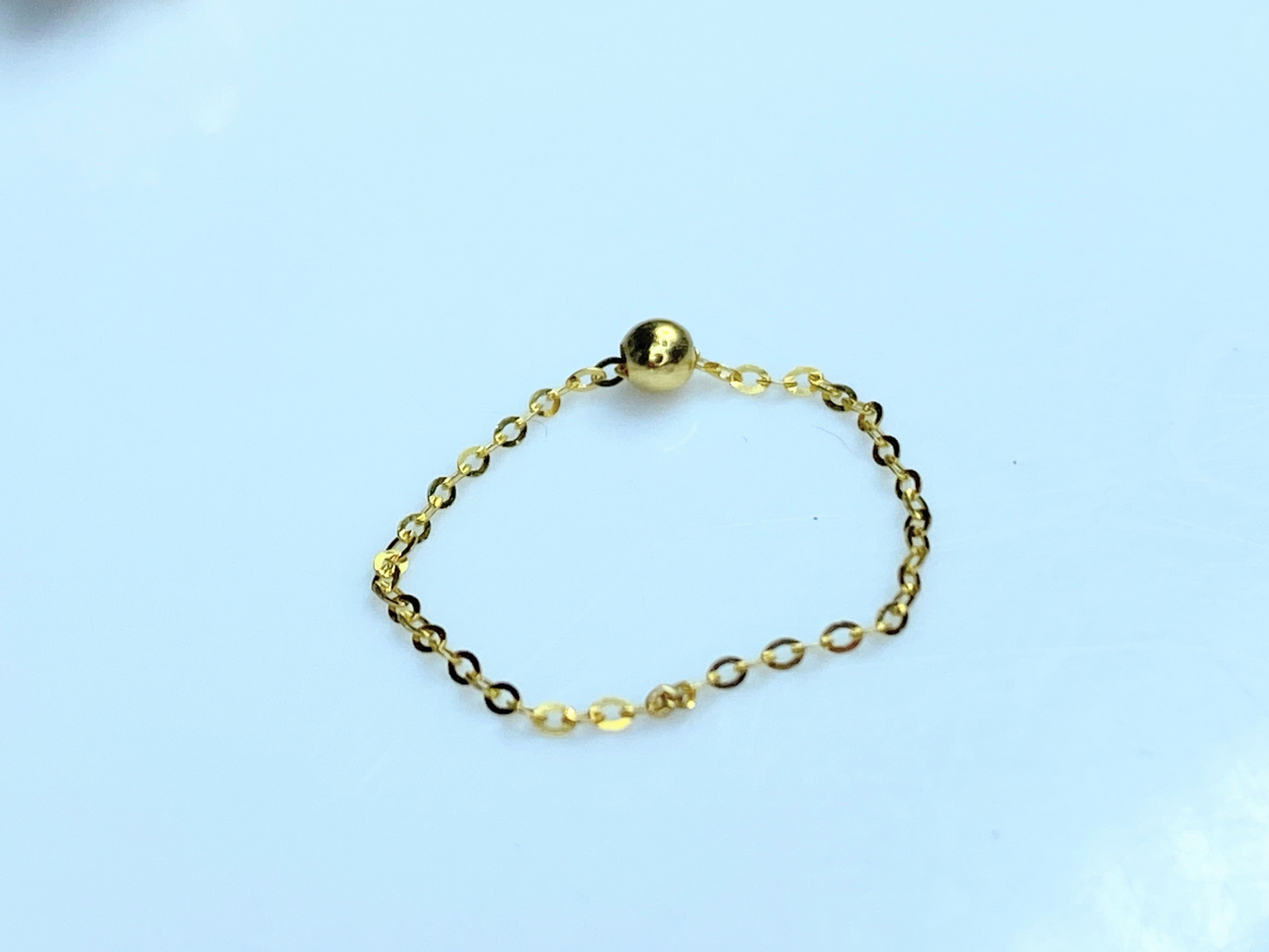 18K yellow gold 2.0mm gold bead cable link ring sz6 JR8426