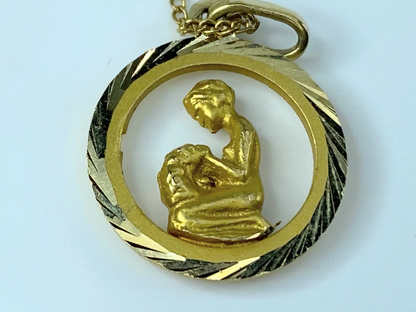 14K gold Zodiac Virgo pendant necklace