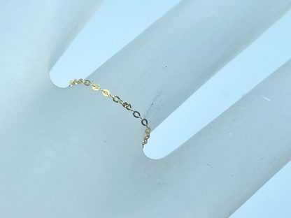 18K yellow gold 2.0mm gold bead cable link ring sz6 JR8426