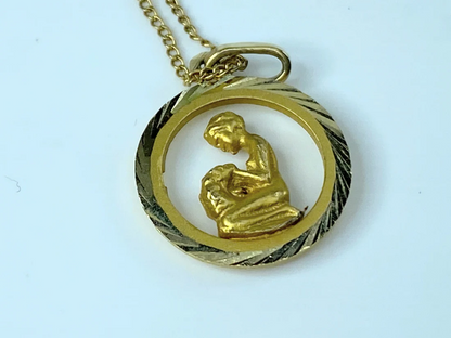 14K gold Zodiac Virgo pendant necklace