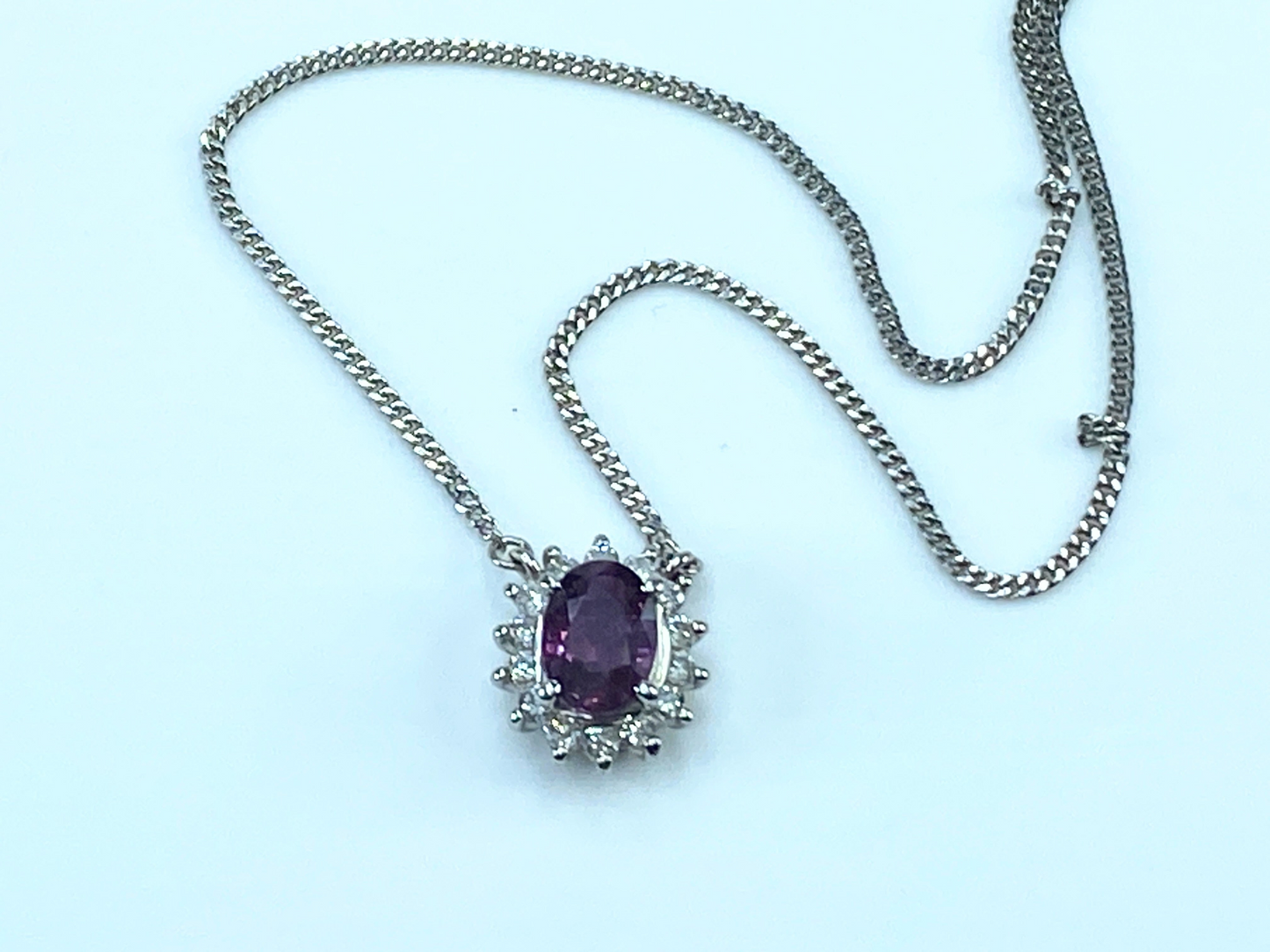 Appraised $3,785 Platinum 1.02ct Pink Tourmaline 0.23ct Diamond necklace