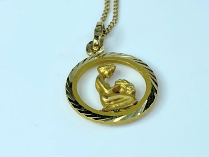 14K gold Zodiac Virgo pendant necklace