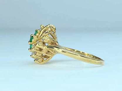 14K Natural Emerald Diamond cocktail ring JR8950