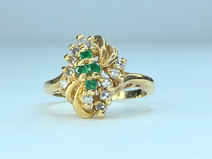 14K Natural Emerald Diamond cocktail ring JR8950