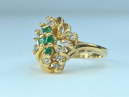 14K Natural Emerald Diamond cocktail ring JR8950