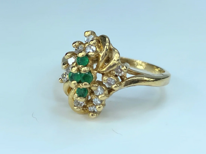 14K Natural Emerald Diamond cocktail ring JR8950