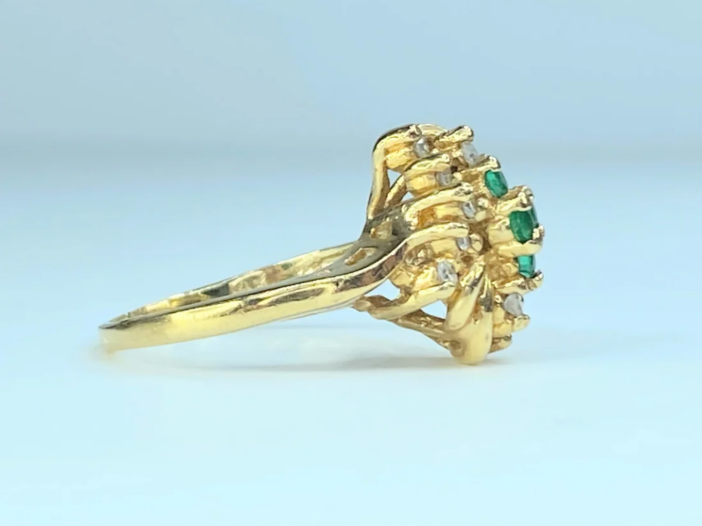 14K Natural Emerald Diamond cocktail ring JR8950