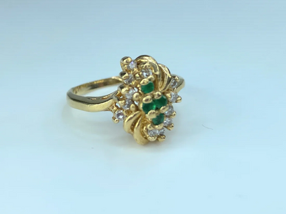 14K Natural Emerald Diamond cocktail ring JR8950