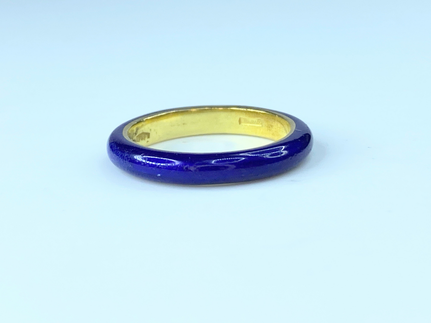 18K yellow gold Enamel ring band Italy