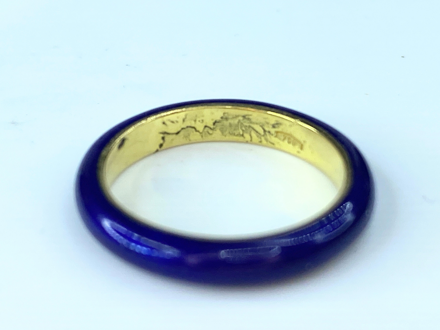 18K yellow gold Enamel ring band Italy