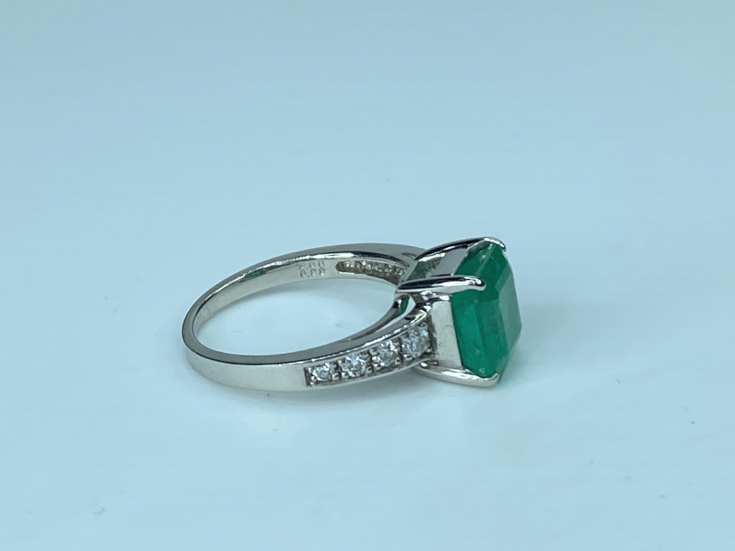 Appraised $4,995 Pave Emerald Ring 2.22 Ct w/2ct ctn Platinum