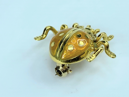 18K yellow gold Ladybug yellow enamel pin