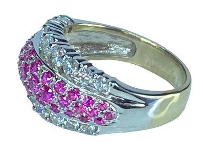 14K white gold 2.2ctw Pink Sapphire G/Si1 Diamond cluster ring