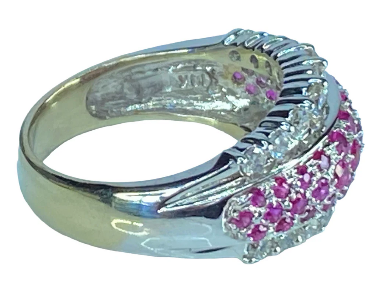 14K white gold 2.2ctw Pink Sapphire G/Si1 Diamond cluster ring