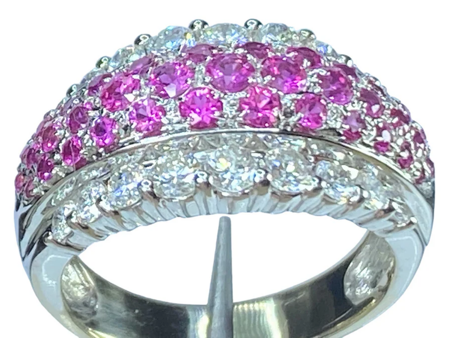 14K white gold 2.2ctw Pink Sapphire G/Si1 Diamond cluster ring