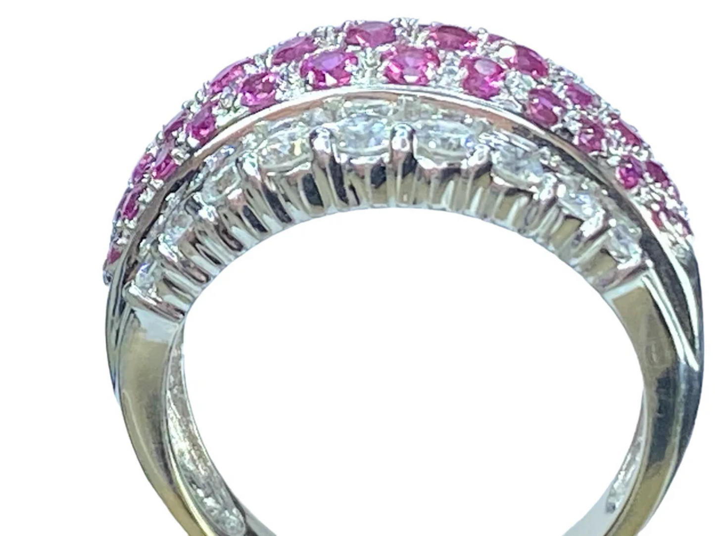 14K white gold 2.2ctw Pink Sapphire G/Si1 Diamond cluster ring