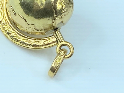 18K Yellow Gold Rotating Desk Globe Charm 27mm 7.5gm