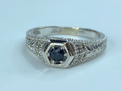 14K white gold Royal Blue Sapphire Diamond ring JR9023