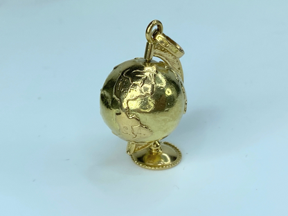 18K Yellow Gold Rotating Desk Globe Charm 27mm 7.5gm