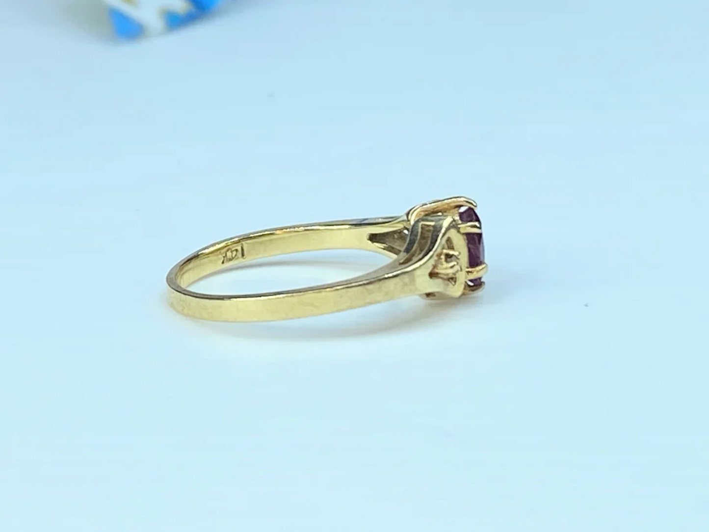 14K yellow gold 0.2ct Marquise Ruby Diamond ring