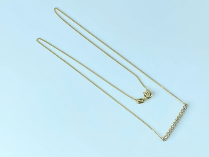 14K yellow gold 0.30ct G/Si1 Round brilliant bar necklace 17"