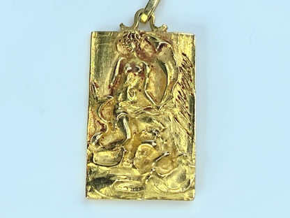 18KYG Neo Greek Goddess Repousse etching pendant JR9001