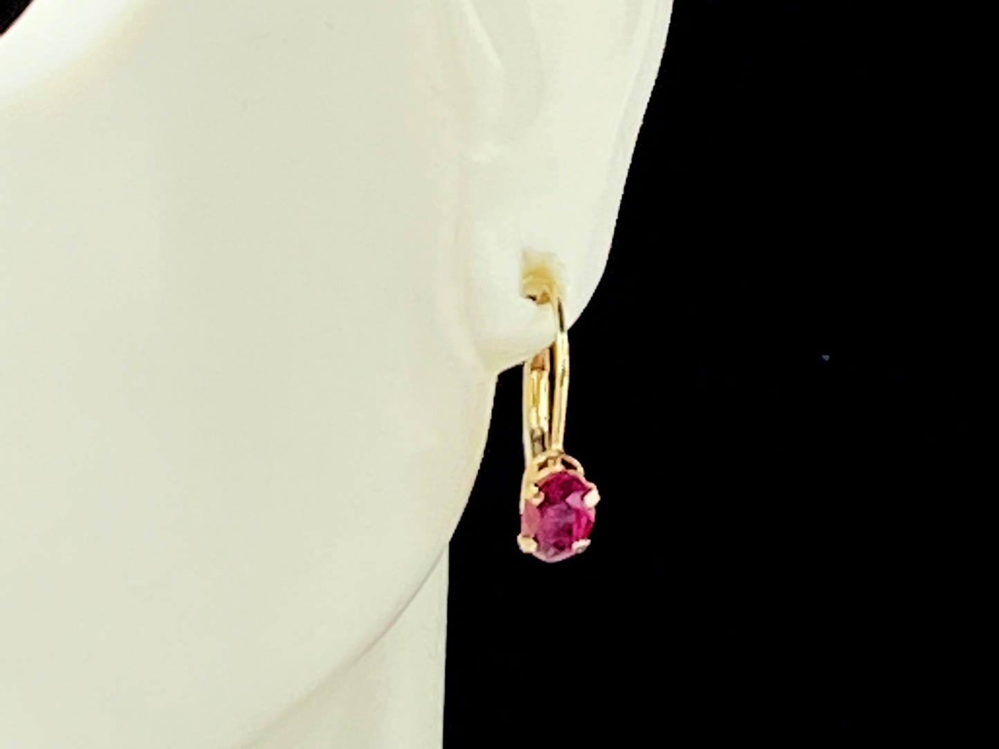 14K yellow gold 1.25ctw Oval cut faceted ruby lever back earrings