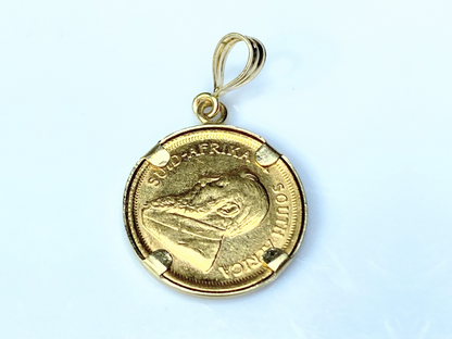 1983 South African 1/10oz Gold Krugerrand in 14kt Pendant with 3mm Bale JR9076