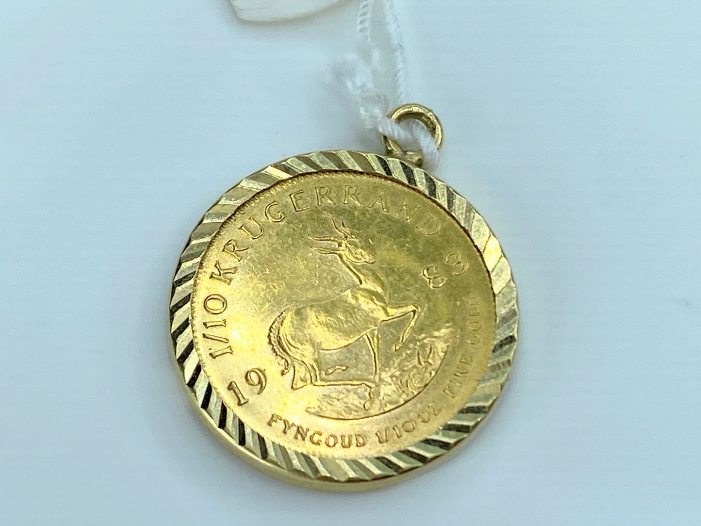 1983 South African 1/10oz Gold Krugerrand in 14kt Pendant with 3mm Bale JR9076