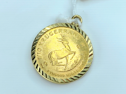 1983 South African 1/10oz Gold Krugerrand in 14kt Pendant with 3mm Bale JR9076