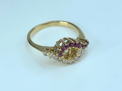 14K gold Natural Ruby Diamond cocktail ring JR89847