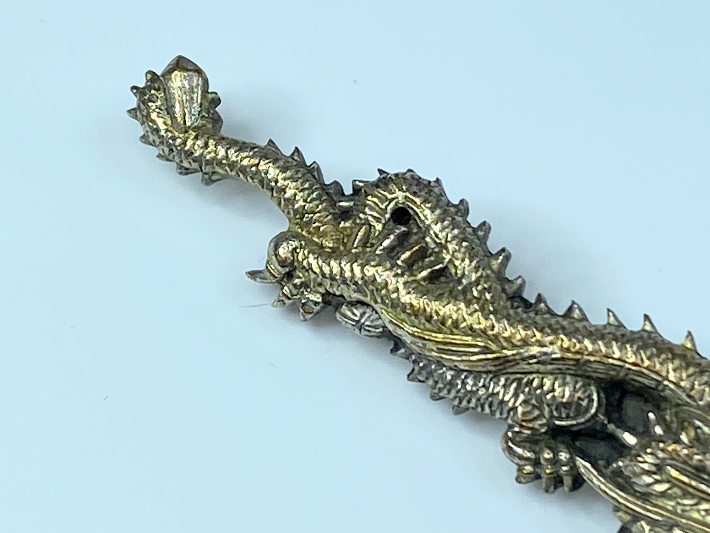 19th Century Japanese Coiling Dragon Menuki brooch pin