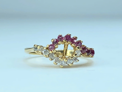 14K gold Natural Ruby Diamond cocktail ring JR89847