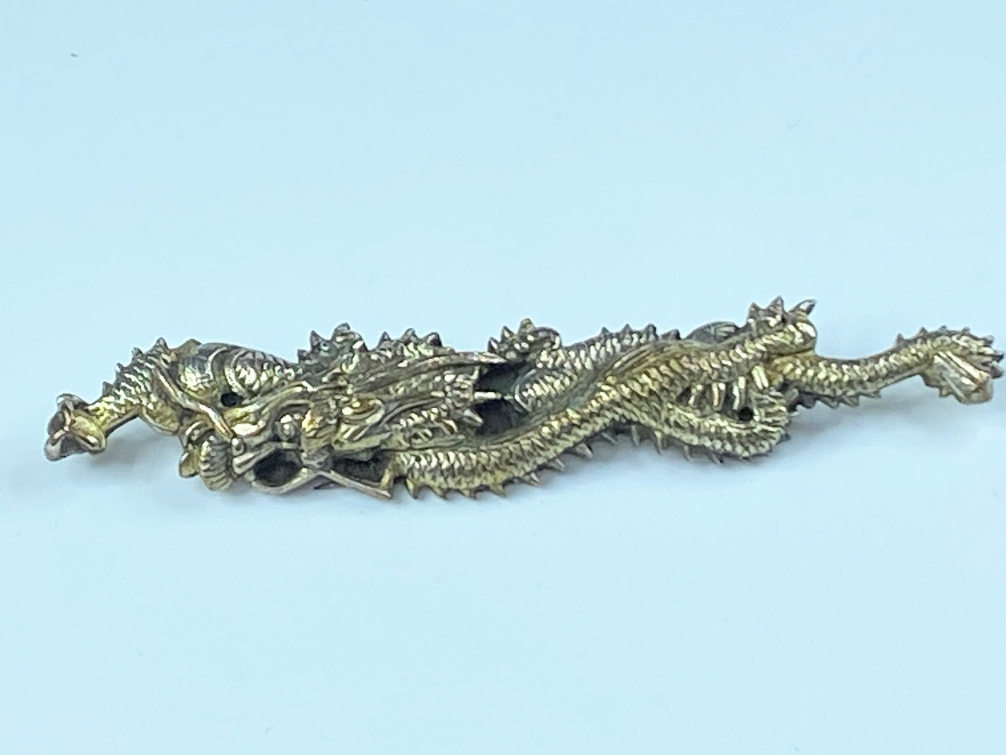 19th Century Japanese Coiling Dragon Menuki brooch pin