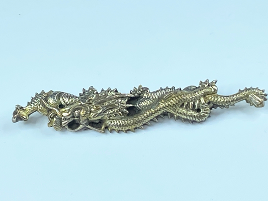 19th Century Japanese Coiling Dragon Menuki brooch pin