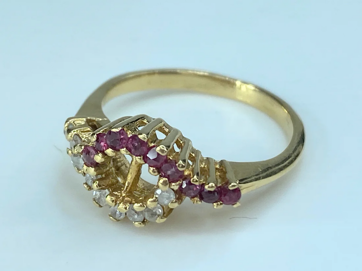 14K gold Natural Ruby Diamond cocktail ring JR89847