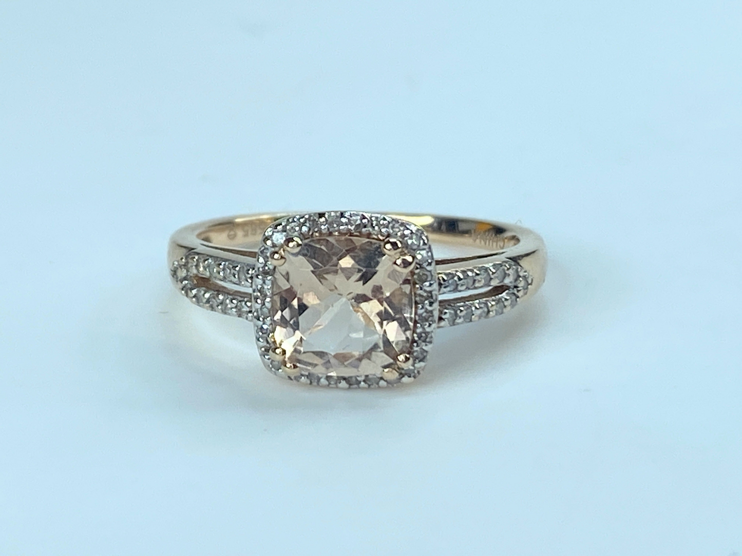 2.25ct Cushion cut Morganite diamond diamond 14k rose gold ring JR8905