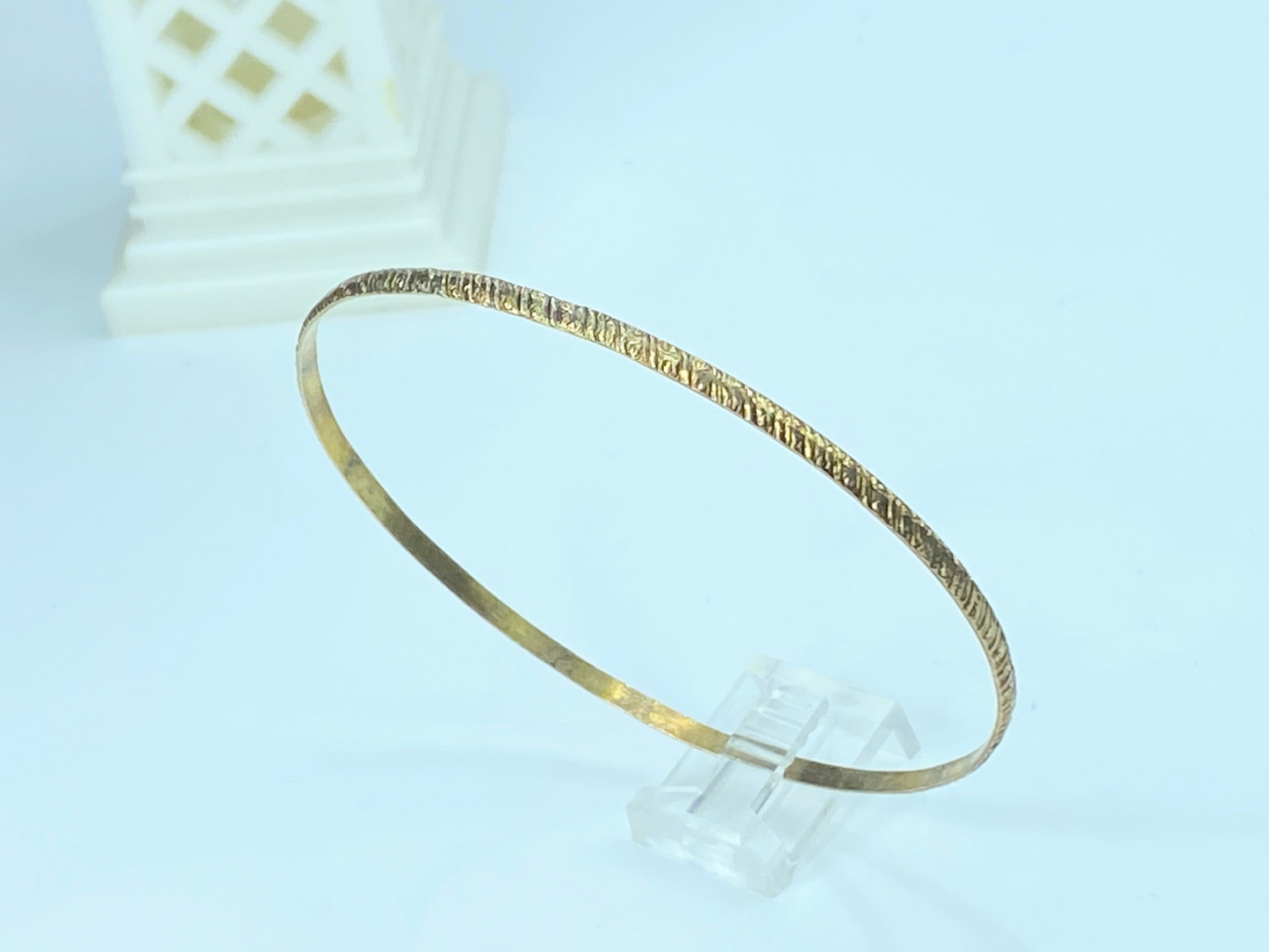 2.55mm spinwheel texture etching stackable bangle 8" 4.6gm