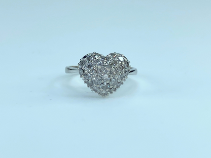 18K gold 1.0ctw round Diamond Heart ring 3.0g s6.5 JR8201