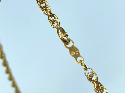 2.8mm extra long Rope link necklace in 14K yellow gold